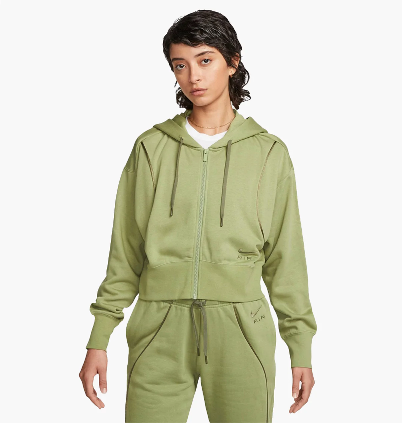 Толстовка жіноча Nike Air Shine Full-Zip Fleece Hoodie Olive Dq6579-334