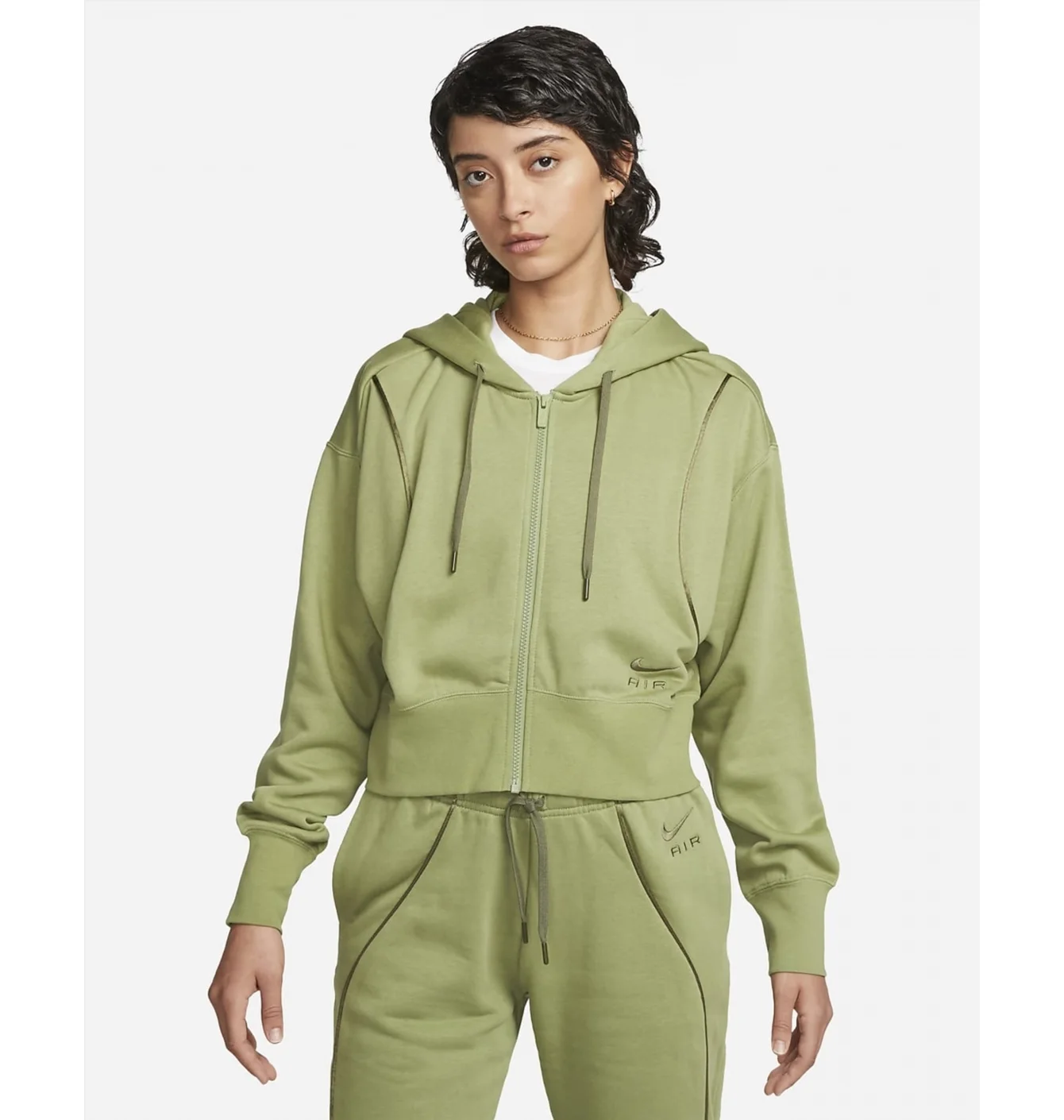 Толстовка жіноча Nike Air Shine Full-Zip Fleece Hoodie Olive Dq6579-334