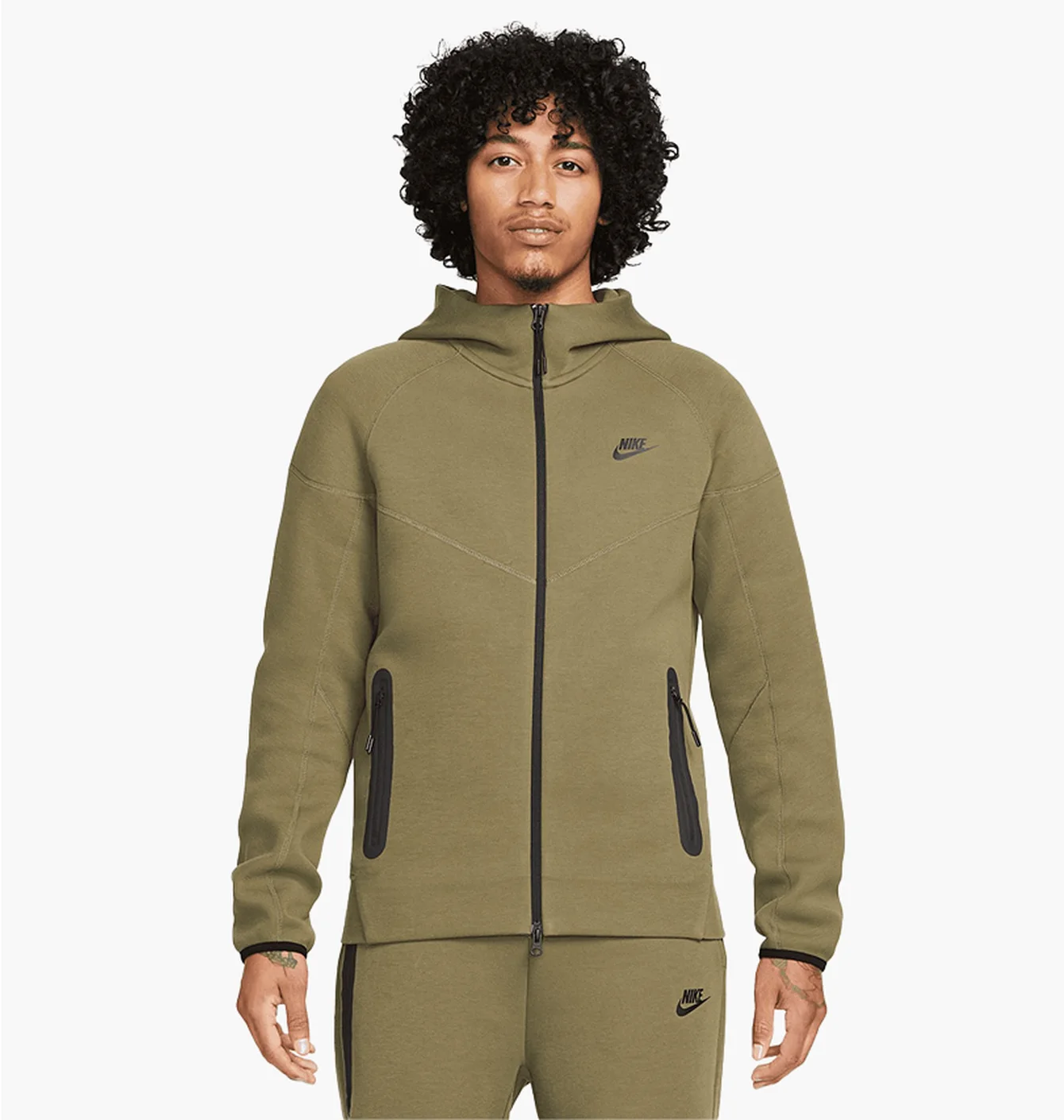 Толстовка чоловіча Nike Tech Fleece Full-Zip Windrunner Hoodie Olive FB7921-222