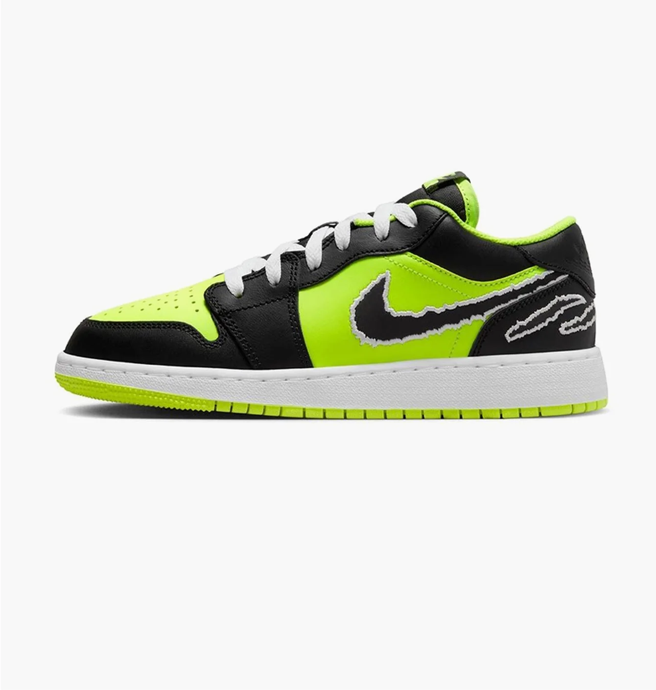 Кросівки дитячі Air Jordan 1 Low Se Black Cat Volt Black/Green DX6666-701