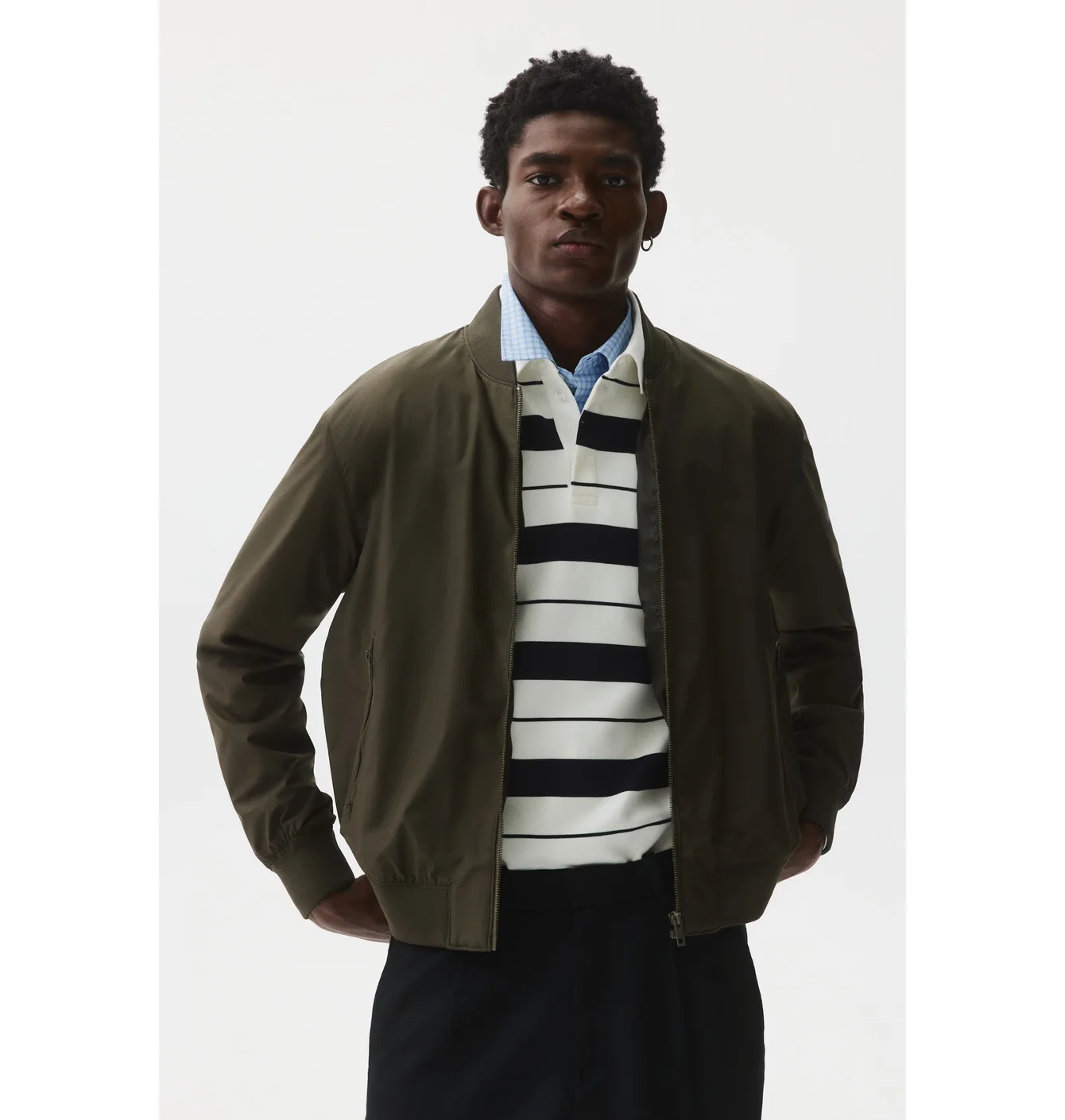Бомбер чоловічий H&M Regular Fit Olive 1293696002